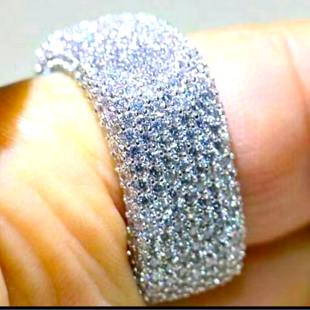 ♥️Micro pavé Zircon 925 silver plated ring square design comfortable & beautiful